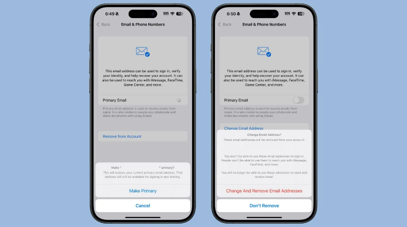 老街街道苹果手机维修分享苹果 iOS 18.1 支持设置“主要”邮箱地址并更改 iCloud 邮箱 